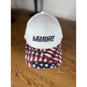 Lehigh HeidelbergCement Group Hat‎ Cap Snap Back Mens One Size American Flag